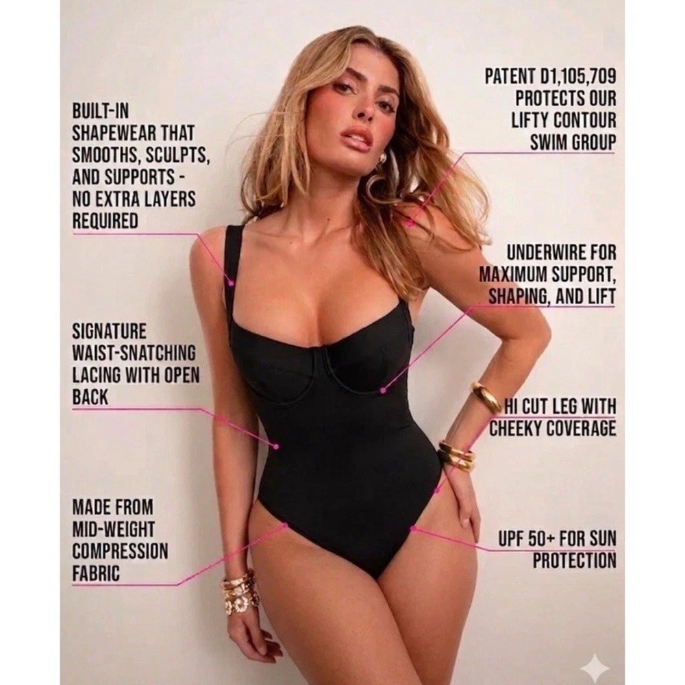 NWT TA3 Hi Cut Lifty Black Corset Contour Swimsuit Women's XL Reg/Long BC Cup - Picture 5 of 9